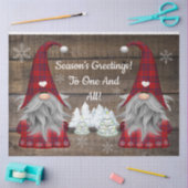 Papier Mousseline Noël Gnomes Bonnes Fêtes Bois rustique (Artisanat)