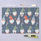 Papier Mousseline Noël Gnomes Père Noël Bleu Vert Whimsical (Artisanat)