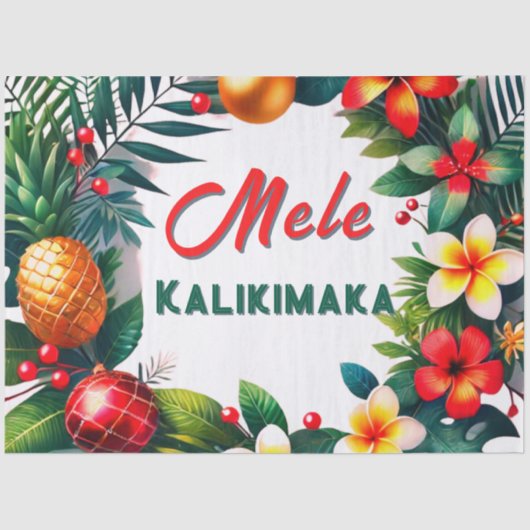 Papier Mousseline Noël hawaïen - Tropical Wreath (Recto)