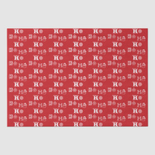 Papier Mousseline Noël Ho Ho Ho rouge blanc motif mignon