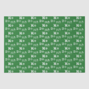 Papier Mousseline Noël Ho Ho Ho vert blanc motif mignon