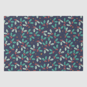 Papier Mousseline Noël Holly Motif sans couture