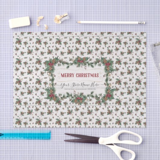 Papier Mousseline Noël Holly Pine Mistletoe Classic Business (Artisanat)