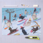 Papier Mousseline Noël Labradors de ski d'amusement d'hiver (Artisanat)