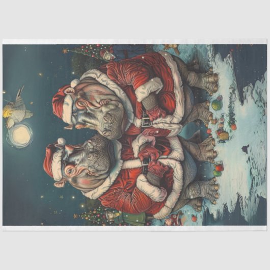 Papier Mousseline Noël M. Mme Santa Claus Découpage (Recto)