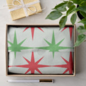Papier Mousseline Noël Mid Century Red Green Starbursauts atomiques (Cadeau)