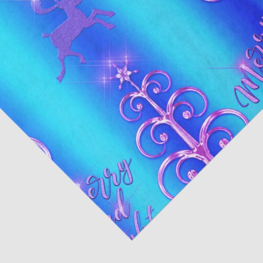 Papier Mousseline Noël moderne bleu et aqua (Détail)