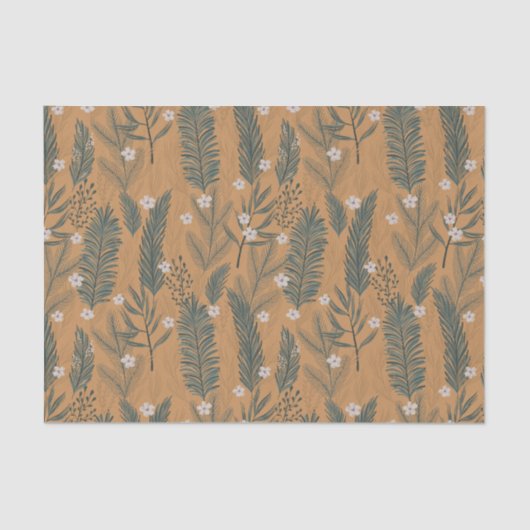 Papier Mousseline Noël Moderne Boho Botanique Verdure (Recto)