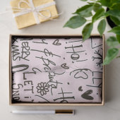 Papier Mousseline Noël moderne rose et noir (Cadeau)