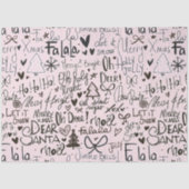 Papier Mousseline Noël moderne rose et noir (Recto)