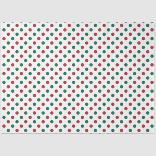 Papier Mousseline Noël moderne rouge et Pois vert (Recto)