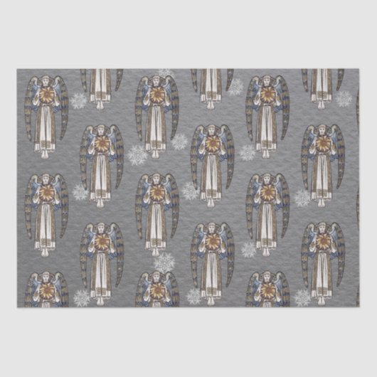 Papier Mousseline Noël Morris Angel Flammes de neige en acier gris (Recto)