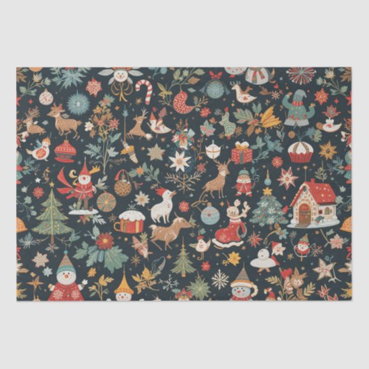 Papier Mousseline Noël 🎄 Motif Conception sur papier de tissus (Recto)