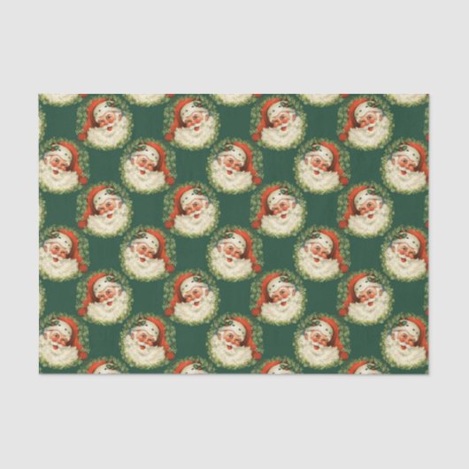 Papier Mousseline Noël Motif vintage du Père Noël (Recto)