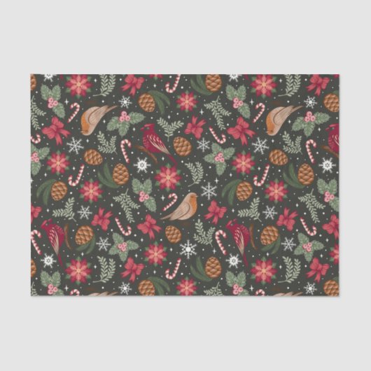 Papier Mousseline Noël naturel Ditsy (Recto)