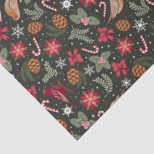 Papier Mousseline Noël naturel Ditsy (Détail)