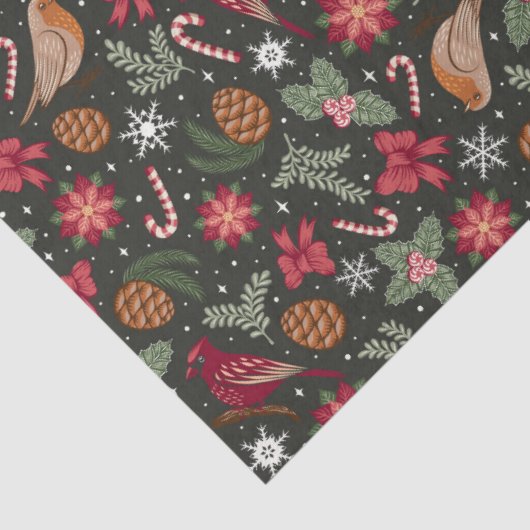 Papier Mousseline Noël naturel Ditsy (Détail)