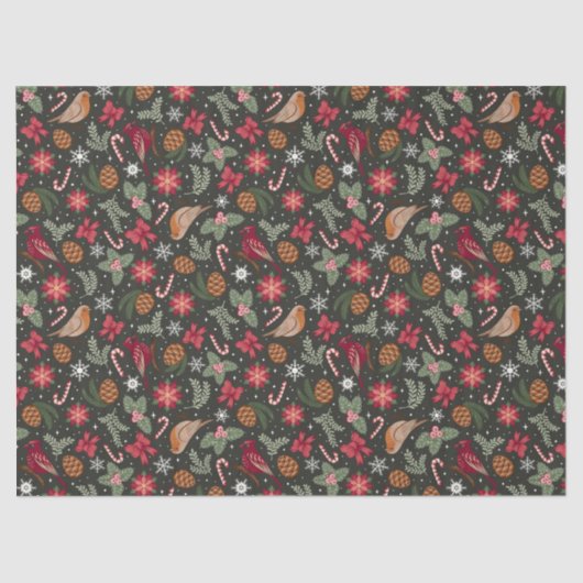 Papier Mousseline Noël naturel Ditsy (Recto)