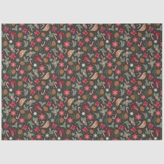 Papier Mousseline Noël naturel Ditsy (Recto)