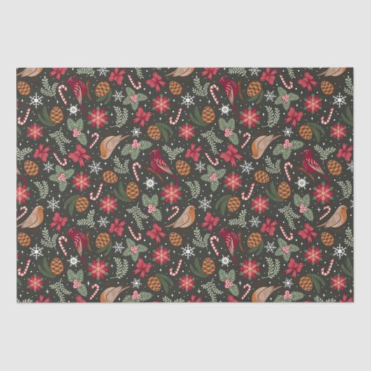 Papier Mousseline Noël naturel Ditsy (Recto)