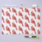 Papier Mousseline Noël neigeux Oiseau cardinal rouge (Artisanat)