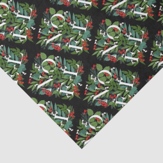 Papier Mousseline Noël NOEL Green et Berries (Détail)