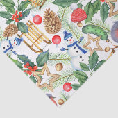 Papier Mousseline Noël Noël Noël Noël Snowman, Pine Cones, Holly (Détail)