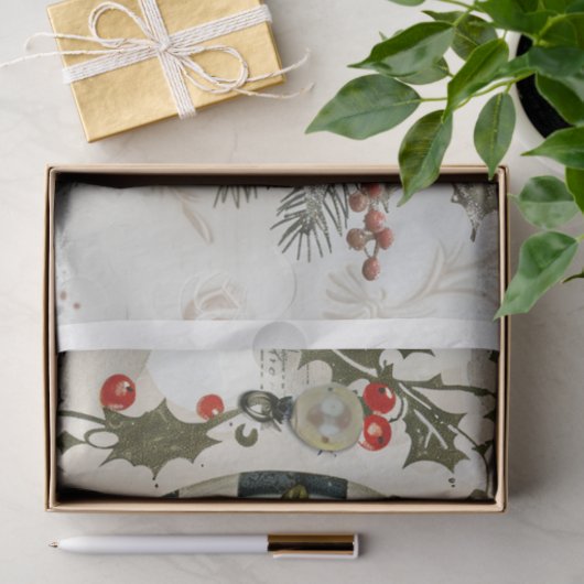 Papier Mousseline Noël noir et blanc (Cadeau)