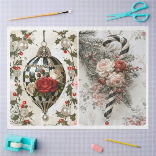 Papier Mousseline Noël noir et blanc (Artisanat)