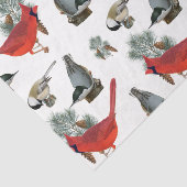 Papier Mousseline Noël Oiseau Cardinal Nuthatch Chickadee Neige (Détail)