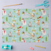 Papier Mousseline Noël Ours de cerfs de bois Rouge n Bleu (Artisanat)