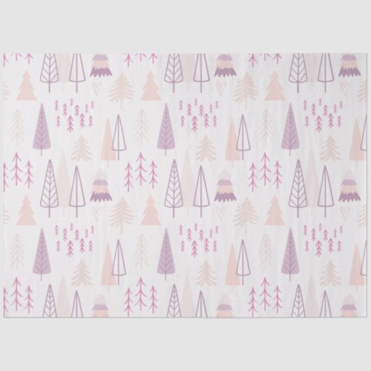 Papier Mousseline Noël Pastel moderne Arbres de Noël rose (Recto)