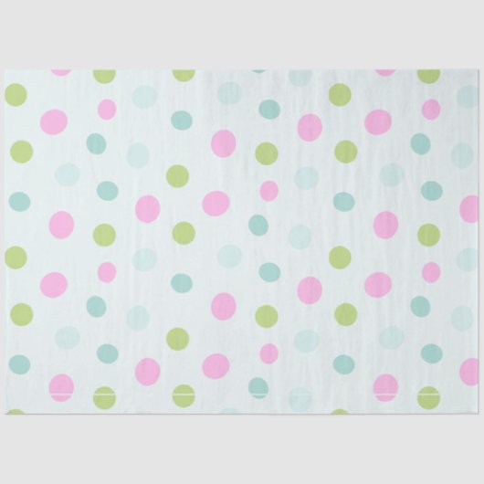 Papier Mousseline Noël Pastel Pois bleu vert rose (Recto)