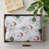Papier Mousseline Noël Père Noël American Eskimo Chien HO HO HO Mign (Cadeau)
