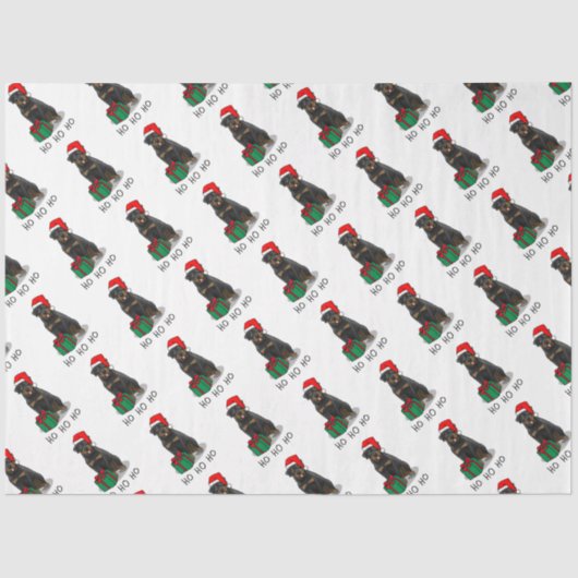 Papier Mousseline Noël Père Noël Casquette Rottweiler Chien Drôle (Recto)