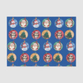 Papier Mousseline Noël Père Noël, Snowman, Reindeer (Recto)