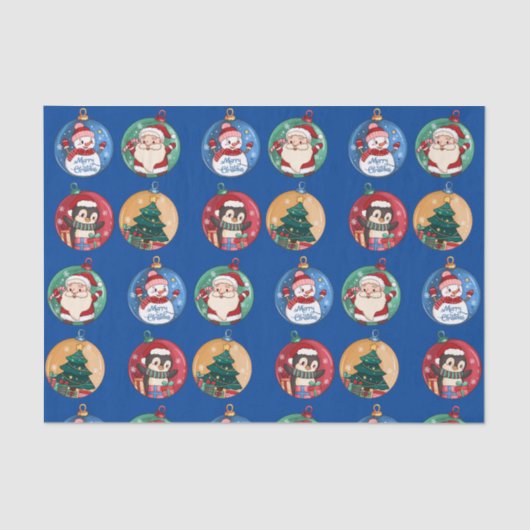 Papier Mousseline Noël Père Noël, Snowman, Reindeer (Recto)