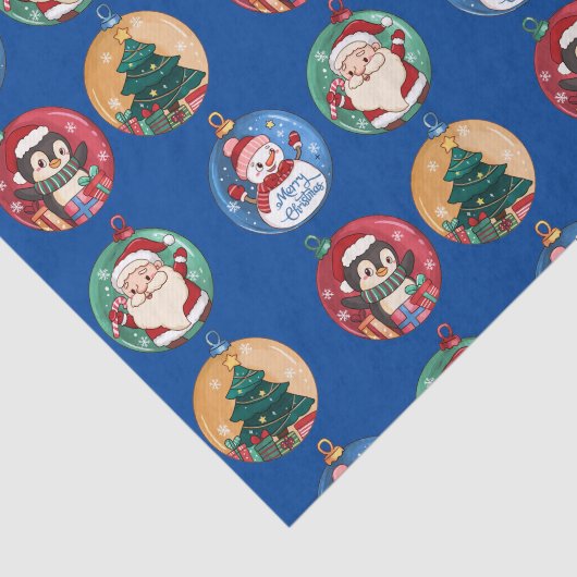 Papier Mousseline Noël Père Noël, Snowman, Reindeer (Détail)