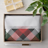 Papier Mousseline Noël Plaid Festif Deux Tons Rouge Vert Blanc (Cadeau)