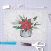 Papier Mousseline Noël Poinsettia Argent Rouge Confetti (Artisanat)