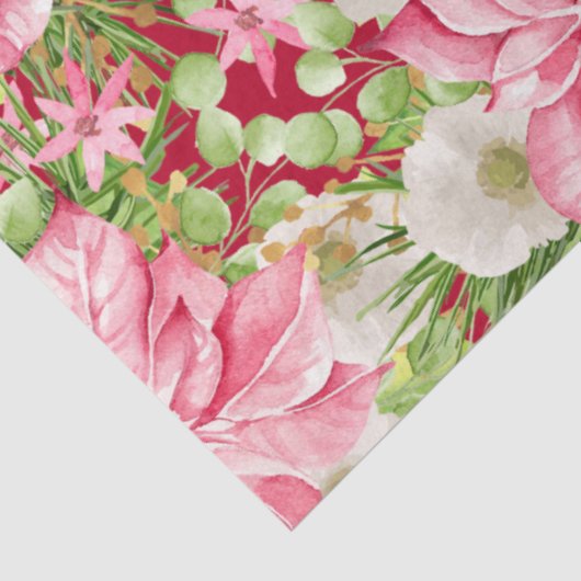 Papier Mousseline Noël Poinsettia Fête Florale (Détail)