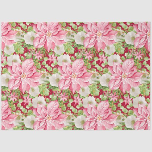 Papier Mousseline Noël Poinsettia Fête Florale (Recto)