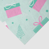 Papier Mousseline Noël présente des flocons de neige Vert Noël (Détail)