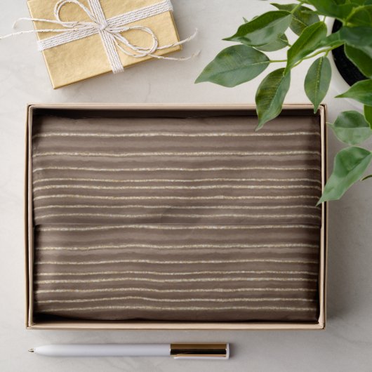Papier Mousseline Noël Rayures Or Marron (Cadeau)