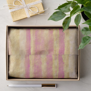 Papier Mousseline Noël Rayures Pailletées Rose Or