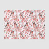 Papier Mousseline Noël Red Bird Festive Berry Motif (Recto)