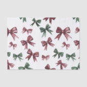 Papier Mousseline Noël Red Green Bows (Recto)