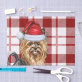 Papier Mousseline Noël Red Plaid et Biewer Terrier Chien (Artisanat)