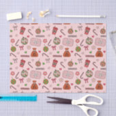 Papier Mousseline Noël rétro rose mignon (Artisanat)