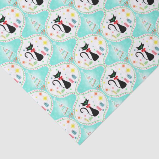 Papier Mousseline Noël rétro Siamese Chat Ogee (Détail)